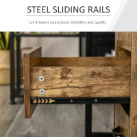 HOMCOM 3 Drawer File Cabinet, Mobile Filing Cabinet on Wheels for Home Office, Study, Rustic Brown(m-6)