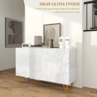 HOMCOM Modern Luxe High Gloss Sideboard, with Hairpin Legs - White(m-4)