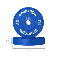 SPORTNOW Set 2 Dischi Pesi da 20kg in Gomma con Foro da 2"/5 cm per Manubri e Bilancieri, Blu(m-3)