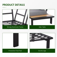 Outsunny 4 Pieces Aluminium Garden Furniture Set L Shape Sofa Set with Tables, Cushions for Indoor, Garden, Patio, Dark Grey(m-7)