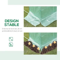 Outsunny Serre de Jardin Tunnel 9 m² 3L x 3l x 2H m - PE Haute densité 140 g/m² fenêtres porte déroulante vert(m-7)
