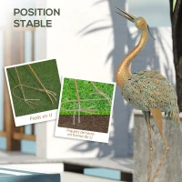 Outsunny Statue jardin exterieur, sculpture de héron en métal, décoration de jardin exterieur 90 cm, multicolore(m-6)