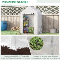 Outsunny Serra da Giardino in PE e Acciaio per Esterni con 2 Scaffali e Porta Avvolgibile, 143x73x195 cm, Bianco(m-7)