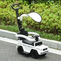 HOMCOM Mercedes Licențiat Mașină de împins pentru copii 12-36 luni, acoperiș și mâner de împins, 85.5x40.5x95 cm, alb(m-12)