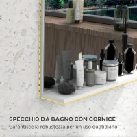 kleankin Specchio Bagno da Parete con Mensola Design Moderno e Multiuso, 60x12x40 cm, Bianco(m-6)