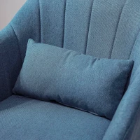 HOMCOM Swivel Linen Fabric Accent Chair for Living Room Contemporary Vanity Armchair with Adjustable Height Thick Cushion Lumbar Support Armrest for Bedroom Office Blue(m-8)