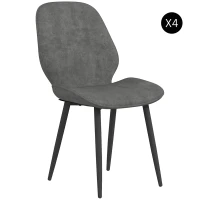 HOMCOM Set 4 Sedie da Cucina in Tessuto Effetto Velluto Grigio con Design Salvaspazio, 46x56x86 cm(m-10)