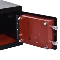 HOMCOM Mini Cassaforte Elettronica con Combinazione e Chiavi di Emergenza, in Acciaio con Fissaggio a Muro, 23x17x17cm Nero(m-8)