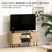 HOMCOM Mobile TV 55" con 2 Armadietti e 2 Ripiani in Legno e Acciaio, 120x40x55 cm, Nero e Rovere(m-4)
