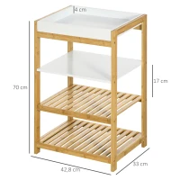 HOMCOM Desserte de cuisine avec 3 étagères pour salle de bain cuisine bureau 1 plateau amovible 42,8 x 33 x 70 cm naturel(m-3)