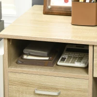 HOMCOM Computer Desk, Home Office Desk with Lockable Drawer, Storage Shelf for Study Bedroom, 110 x 50 x 76 cm, Oak(m-7)