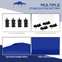 Outsunny 3 x 3(M) Pop Up Gazebo, UPF 50+ Foldable Canopy Tent with Wheeled Carrybag, 4 Leg Weight Bags, Height Adjustable Marquee Shelter 1 person easy setup for Outdoor Garden Patio Party, Blue(m-7)