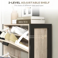 HOMCOM Shoe Storage Cabinet with 3 Flip Drawers Adjustable Shelf 18 Pairs Narrow Shoe Cupboard for Entryway Natural Wood-effect(m-5)