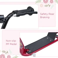 HOMCOM Kids Scooter Kick Scooter, with 12" EVA Tyres, Rear Brake, Big Wheels Scooter for 5-12 Years , Red(m-7)