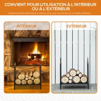 HOMCOM Range bûches Porte-bûches Etagère porte bois de cheminée charge max. 15 Kg dim. 44L x 33l x 46H cm métal époxy noir(m-6)