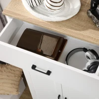 HOMCOM Freestanding Kitchen Cupboard, Nordic Storage Cabinet with Drawer, Doors and Open Countertop for Living & Dining Room, 130cm, White(m-8)