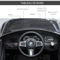 HOMCOM Voiture électrique Enfants 6 V 3 Km/h Max. Effets sonores et Lumineux télécommande Incluse Noir BMW 6 GT(m-6)