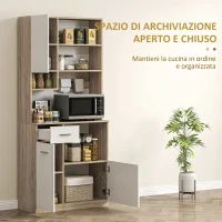 HOMCOM Mobile Dispensa in Legno con Cassetto, 3 Armadietti e 4 Ripiani Aperti, 80x35x180 cm, Bianco(m-4)