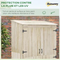 Outsunny Armoire de jardin armoire de rangement en bois 2 étagères 2 portes toit incliné 120 x 57 x 183 cm bois naturel(m-5)