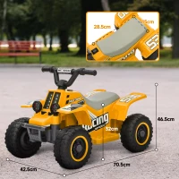 AIYAPLAY 6V Electric Quad Bike for Kids, Ride On ATV w/ Forward/Reverse, Headlights, for Ages 18-36 Months, Yellow(m-3)