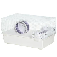 PawHut 2 Tier Hamster Cage, Gerbil Cage with Exercise Wheel, Water Bottle, Ladder, White(m-11)
