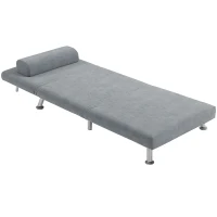 HOMCOM Single Velvet-Feel Sleeper Chair - Grey(m-11)