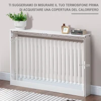 HOMCOM Copritermosifone a Doghe Moderno ed Elegante per la Casa, in MDF e Acciaio, 120x18x84cm, Bianco(m-5)