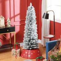 HOMCOM 5ft Artificial Snowy Pencil Christmas Tree - White(m-2)