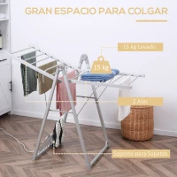 HOMCOM Tendedero Eléctrico Plegable con Alas Secador de Ropa y Zapatos Marco de Aleación de Aluminio 134x66x100 cm Plata(m-4)