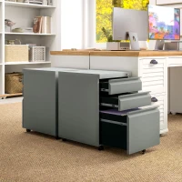 Vinsetto 3 Drawer Filling Cabinet, Mobile Metal File Cabinet with Anti-tilt Design for Letter, A4, Legal Size, Grey(m-8)