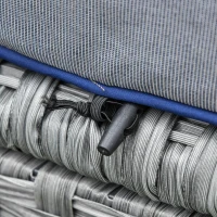 Outsunny 6 Pieces Rattan Garden Furniture Set, 6 Seater Garden Sofa Set with Glass Top Dining Table, Loveseat, 2 Armchairs and Ottomans, Wicker Outdoor Conservatory Furniture for Patio, Grey(m-8)