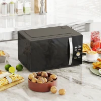 HOMCOM 23L 800W Microwave Oven, Digital Solo Microwave with 5 Power Levels, Automatic Defrost, 8 Auto Cook Menus, 60 Minutes Timer, Clock, Easy Clean, Small Black Microwave(m-10)