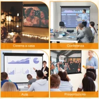 HOMCOM Schermo per Proiettore 100" Formato 4:3 Regolabile con Telecomando, 203x152cm, Nero(m-6)