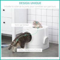 PawHut Bac à litière pour chat maison de toilette avec deux portes et une pelle dim. 43L x 51l x 38H cm - blanc(m-6)