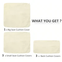 Outsunny Rattan Furniture Cushion Cover Replacement Set, 7 pcs-Cream(m-4)
