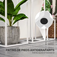 Outsunny Lot de 3 supports pour plantes carré en métal empilable intérieur et extérieur, pour jardin, balcon, maison, blanc(m-6)