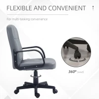HOMCOM Office Chair, PU Leather Computer Desk Chair with Adjustable Height, Swivel Wheels for Home Office Work Study, Grey(m-5)