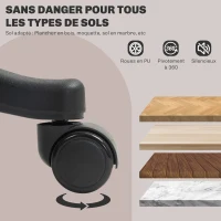 HOMCOM Chaise de bureau, fauteuil de bureau, avec fonction basculante et assise pivotante à 360°, 65l x 69P x 110-120H cm, noir(m-6)