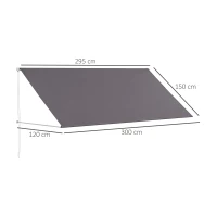 Outsunny Store banne manuel auvent rétractable Inclinaison réglable 300 x 120 cm protection UV aluminium polyester gris foncé(m-3)