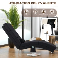 HOMCOM Fauteuil relax chaise longue de relaxation ergonomique, massant et chauffant avec télécommande 56 x 168 x 84 cm noir(m-6)