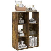 HOMCOM 6-Cube Bookshelf - Rustic Brown