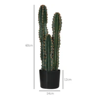 Outsunny Cactus artificiel grand réalisme plante artificielle grande taille dim. Ø 17 x 60H cm vert(m-3)