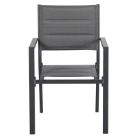 Outsunny Set da Giardino con Tavolo Allungabile in Vetro e 6 Sedie con Seduta Traspirante, Grigio Scuro(m-7)