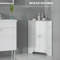 kleankin Triangle Bathroom Cabinet, Corner Bathroom Storage Unit with Adjustable Shelf and Recessed Door, Free Standing, White(m-4)