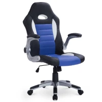 HOMCOM Chaise de bureau fauteuil racing sports pivotante réglable roulettes ergonomique PU 71 x 64 x 105,5-115,5 noir et bleu(m-10)
