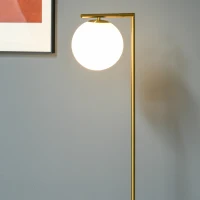 HOMCOM Lampadaire design néo-rétro globe en verre blanc opaque max. 40 W métal doré(m-4)