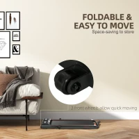 HOMCOM Foldable Walking Treadmill, with LED Display and Wheels, for Home, Office, Gym, Red(m-4)