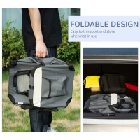 PawHut 51cm Foldable Pet Carrier, with Cushion, for Mini Dogs and Cats - Grey(m-7)