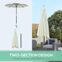 Outsunny Garden 3 m Parasol Umbrella, Outdoor Market Table Umbrella Sun Shade Canopy with 8 Ribs, Easy Push to Open, Cream(m-7)