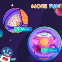 AIYAPLAY 3 in 1 Ride on Push Car, Cartoon Robot Theme Foot to Floor Slider w/ Handle Light Music Horn, Storage - Pink(m-7)